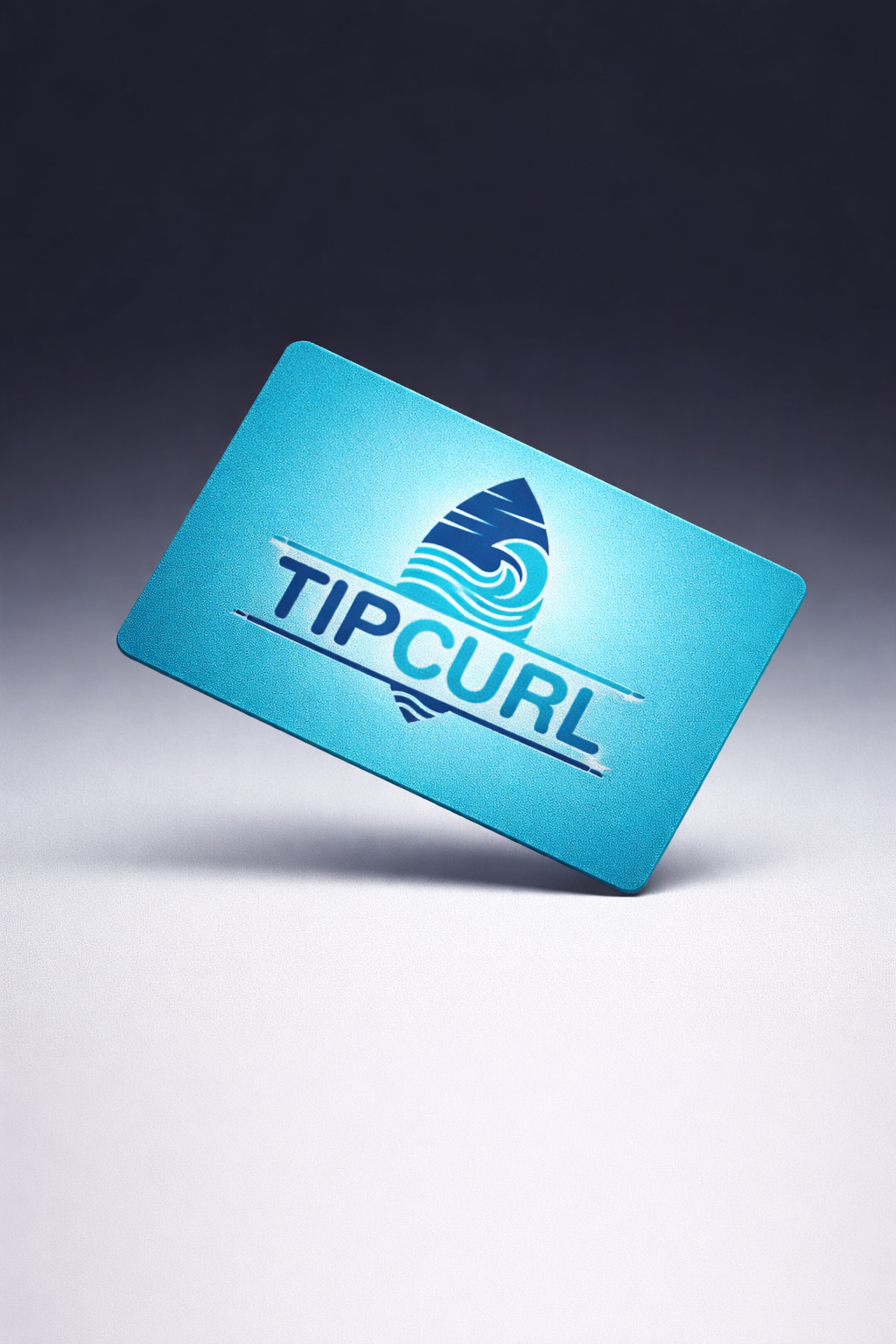 Geschenkgutschein Vorderseite eines Geschenkgutschein mit dem TipCurl-Logo in blau-Tönen