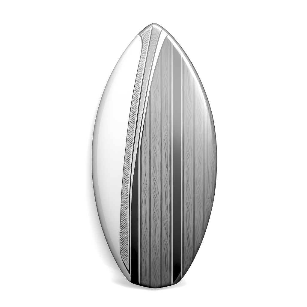version 2 Das Skimboard von der unteren Ansicht in schwarz-weiß